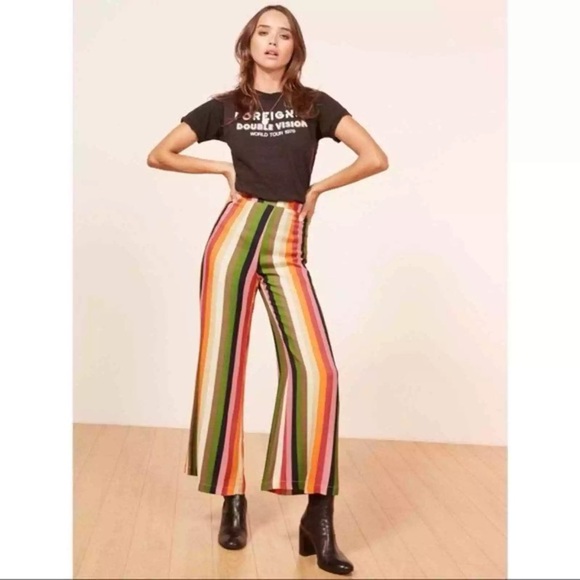 Reformation Clare Pant Rainbow Stripe Small 6P - Picture 2 of 10